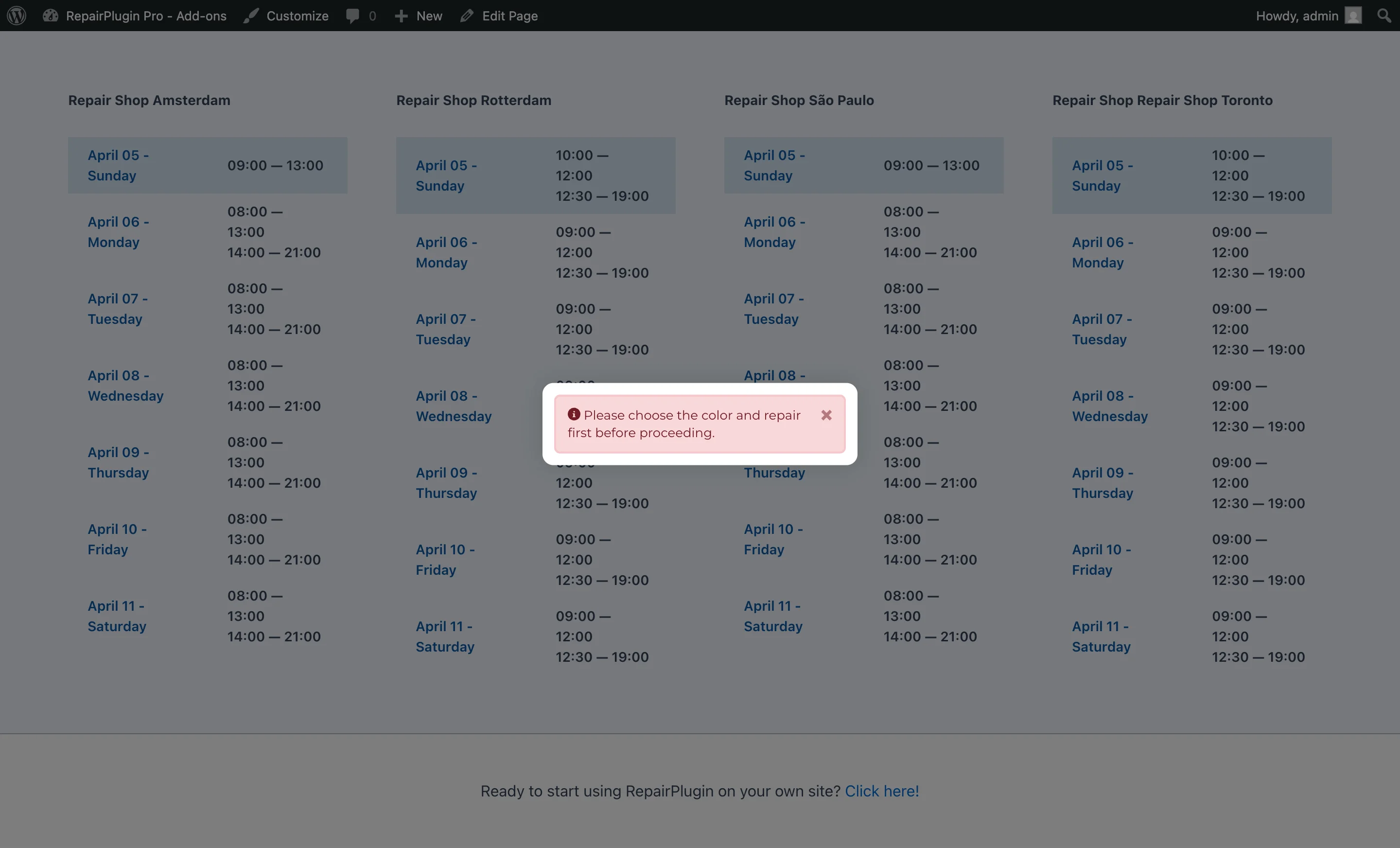 The frontend checkout step showing delivery method selection with icons and descriptions