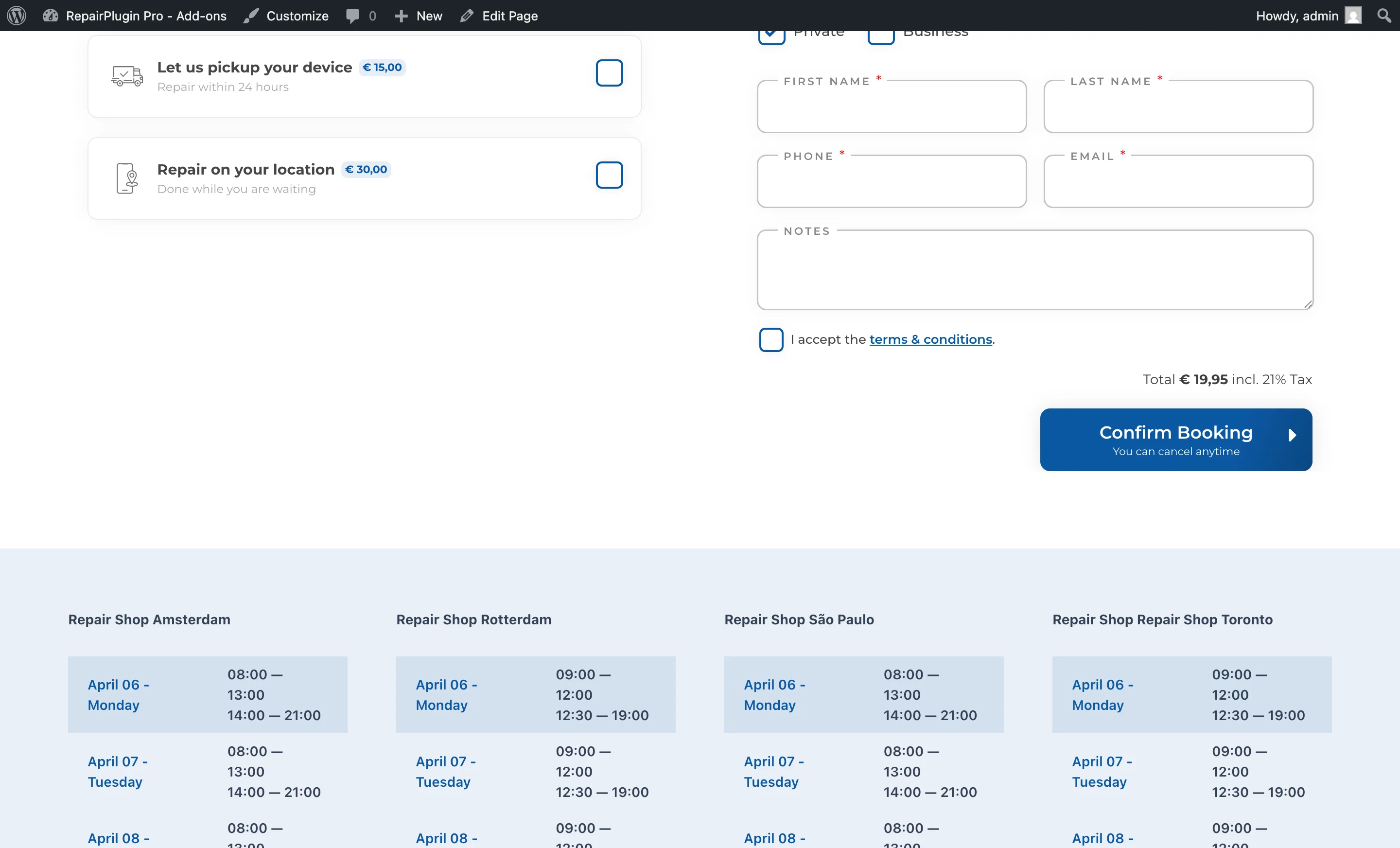 The final checkout step showing the order summary and submit button