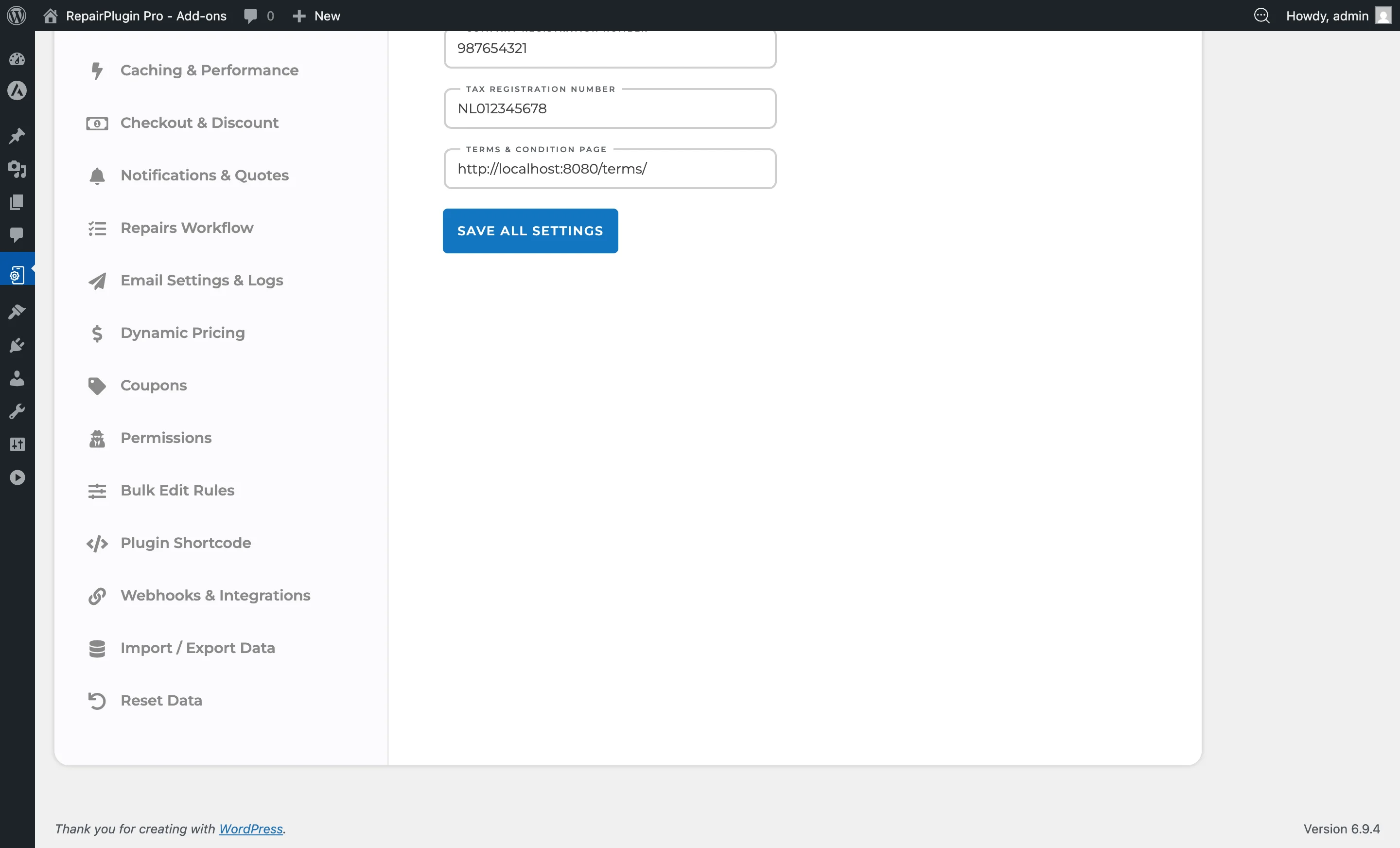 An expanded location panel showing name, address, city, Google Maps link, email, and phone fields
